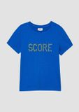 s.Oliver T-shirt bleu marine Garçon Coton Col rond Texte - taille 116/122