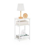 Furinno Just 3-Tier industriële bijzettafel met metalen frame en opbergplanken, 1-pack, wit/wit