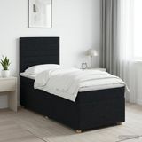 vidaXL Boxspringbed met matras, zwart, 90 x 200 cm