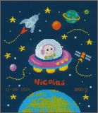 Vervaco Borduurpakket Geboorte Baby Astronaut Donkerblauw Stof 23 x 26 cm