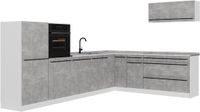 Vicco Hoekkeuken R-Line, Beton/Wit, 327 cm marmer werkblad