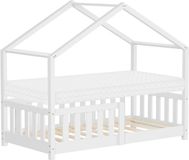 ML-Design Kinderbed Huisbed 70x140 cm Wit Dennenhout Met Matras