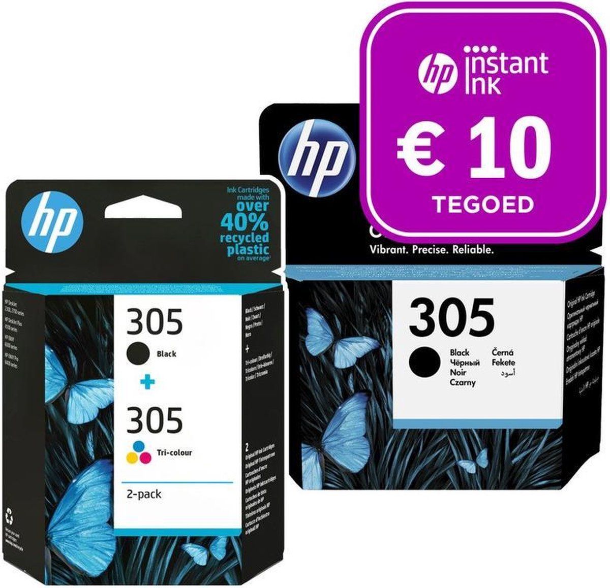 HP 305 - 3-pack inktcartridges (kleur & 2x zwart) + Instant Ink tegoed