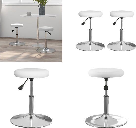 vidaXL Eetkamerstoelen - 2 stuks - Kunstleer - Wit