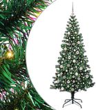 vidaXL - Kunststof - Voorverlichte - Kerstboom - Groen - 210 cm