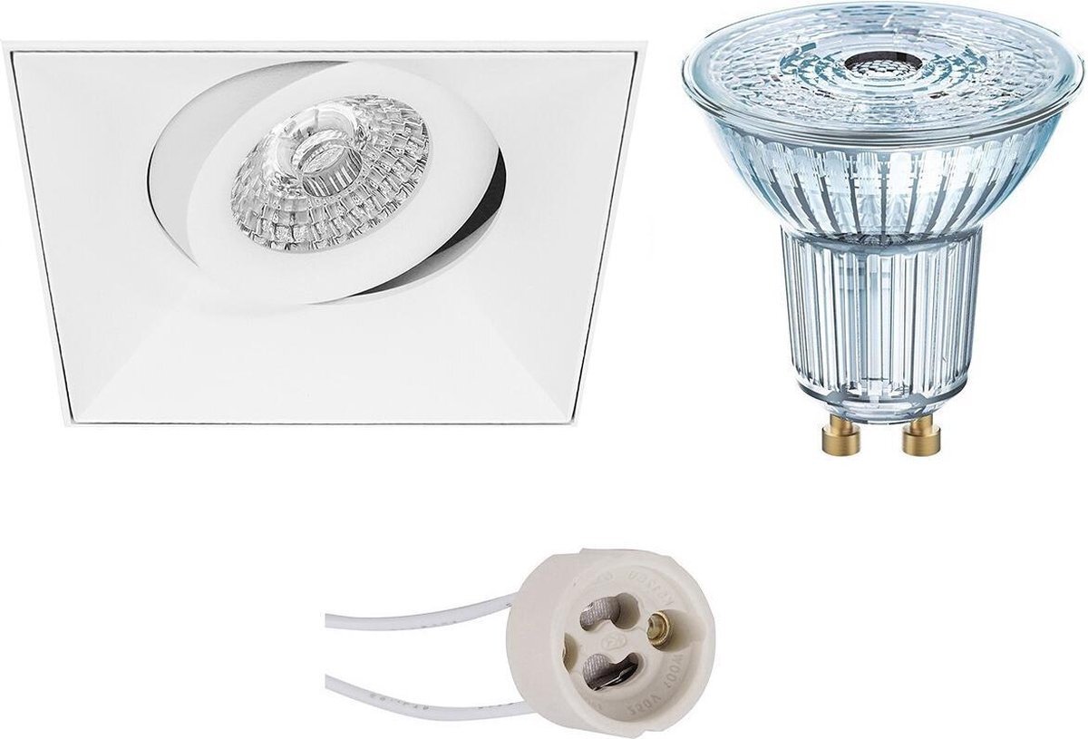 Osram - LED Spot Set - Parathom PAR16 930 36D - Proma Nivas Pro - GU10 Fitting - Dimbaar - Inbouw Vierkant - Mat Wit - 3.7W - Warm Wit 3000K - Trimless - Kantelbaar - 150mm