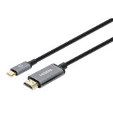 Manhattan USB-C naar HDMI kabel, 4K@60Hz, 2m, Zwart