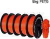 Filament d'imprimante 3D - PETG 1,75 mm - Bobine de 343 mètres - Convient aux imprimantes 3D FDM - Emballé sous vide - Orange
