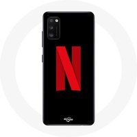 Maniacase Case voor Samsung Galaxy A41 Netflix Logo rood zwarte achtergrond