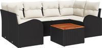 vidaXL - Tuinbank - Set - 4 zitplekken - Zwart en wit - Polyrattan