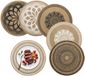 Unyqoos® Set van 6 ronde placemats van PVC met een kunststof linnenstructuur, beige – waterdicht, afwasbaar en antislip