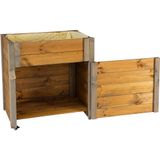 dobar® Green Label oprolbaar verhoogd bloembed met opbergvak incl. schapenwol Gr. M - 60 x 40 x 62 cm - grijs-bruin