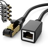 1aTTack.de 5x 1,5 m CAT8.1 RJ45 verlenging CAT8 patchkabel netwerkkabel 40 GBit/s 2000 MHz S-FTP koper PIMF 1x RJ45-stekker 1x RJ45-bus voor LAN Ethernet Gaming Streaming - zwart
