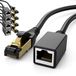1aTTack.de 5x 1,5 m CAT8.1 RJ45 verlenging CAT8 patchkabel netwerkkabel 40 GBit/s 2000 MHz S-FTP koper PIMF 1x RJ45-stekker 1x RJ45-bus voor LAN Ethernet Gaming Streaming - zwart