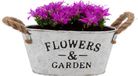 DK Design Plantenpot/bloempot teil Jardin - zink - wit - L21 x D13 x H10 cm
