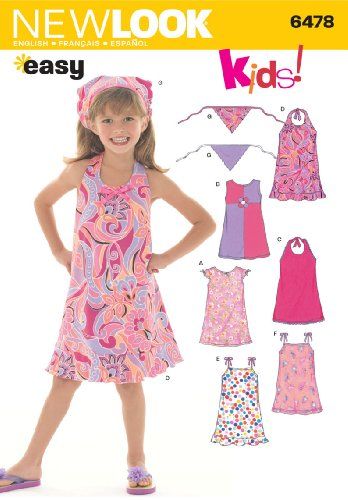 New Look Pattern Dress S 6478 Child'Neckholder Summer Dress Beach Dress Dress and Scarf