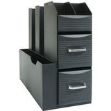 HWC-L97 Bureau-organizer, Pennenhouder Opbergdoos met 2 Laden en 7 Vakken, 29x14x33cm