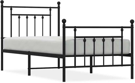 vidaXL Bedframe met hoofd- en voeteneinde metaal zwart 90x200 cm