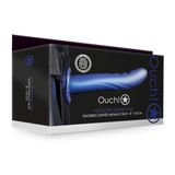 Ouch! by Shots Ouch Textured Curved Hollow Strap-on - 8'' / 20 cm - Met Blue