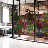 Ambiance Sticker Privacy raamfolie - Meerkleurig glas-in-lood - Stickers voor ramen en douchedeuren - 40x100cm