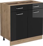 Vicco R-Line Keukenonderkast – 80 cm, WB Eik Zwart hoogglans
