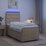 vidaXL LED Boxspringbed met Matras Crèmekleurig 80 x 200 cm Stof