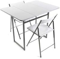Versa - Set tafel en twee stoelen om keuken, terras, tuin, balkon of eettafel en stoelen gemaakt van MDF, PVC en Metal, Afmetingen (A x L x B) 80 x 70 x 100 cm, Kleur: Wit en zwart
