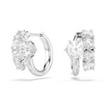 Swarovski Matrix Creolen, Rond Slijpsel, Wit, Rodium Verguld