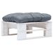 vidaXL Tuinpoef met grijs kussen, pallet, hout, wit