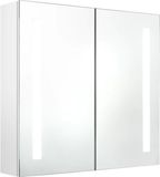 vidaXL Badkamerkast met spiegel en LED glanzend wit 62x14x60 cm