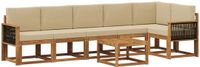 vidaXL - Hoek loungeset - 6 zitplekken - Polyester - Natuurlijk en beige