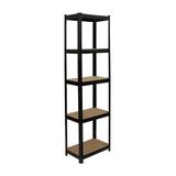 Relaxdays zwaar belastbaar kelderrek, 5 planken, steekmontage, 180x50x30 cm, zwart/bruin