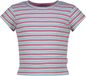 Vingino Basic rib crop striped tee-Aqua blue - Maat 116