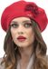 Vivisence Dames Winter Baret - Met Wol Elastische Pasvorm Met Bloemapplicatie - Rood