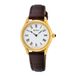 Seiko SWR072P1 Montre Femme - Blanc - Doré - Cuir Marron - Verre Saphir - 29 mm