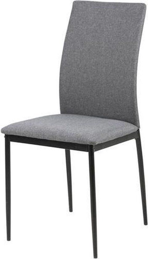 Meubelen-Online Eetkamerstoel Nordic set 4 stoelen stof grijs