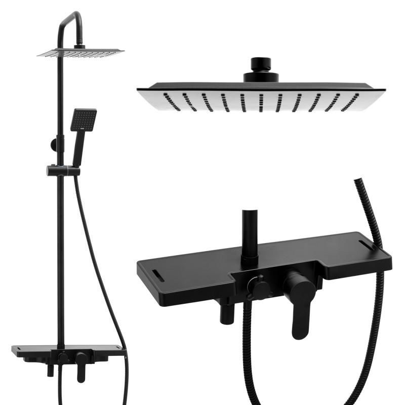 Viking Choice Doucheset - met Regendouche 25 cm - Vierkant - Zwart - 8720602848764
