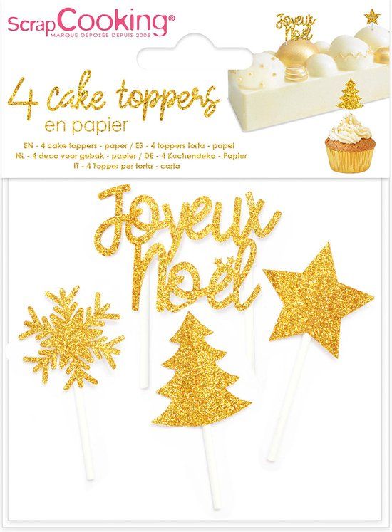 ScrapCooking Gold Christmas Cake Toppers