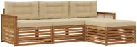 vidaXL - Bank loungeset - 4 zitplekken - Natuurlijk en beige - Acacia hout