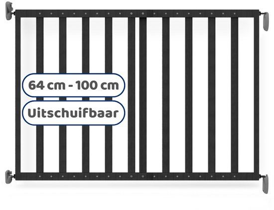 Noma Houten Uitschuifbaar Traphek - Zwart - 64-100cm