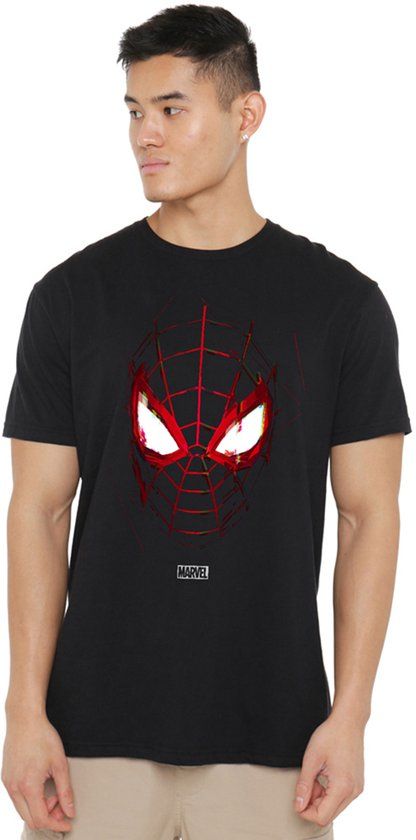 Spider-Man Gildan Activewear EU Spider-Man Glitched Mask Unisex T-shirt - Zwart - XXL