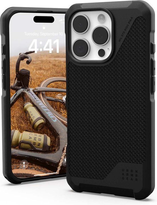 Urban Armor Gear Metropolis LT Hoesje Geschikt voor Apple iPhone 16 Pro | Compatibel met MagSafe | Back Cover | Kevlar Zwart