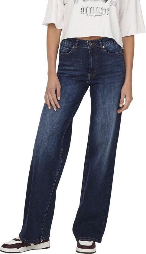 Only Jeans Onlmadison Blush Wide Leg Jeans - Dark Blue Denim - Women's W28/L30