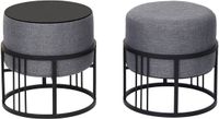 [en.casa] Krukje en bijzettafel Tas rond 2-in-1 set stapelbaar donkergrijs en zwart