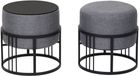[en.casa] Krukje en bijzettafel Tas rond 2-in-1 set stapelbaar donkergrijs en zwart
