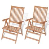 VidaXL Verstelbare Teak Terrasstoelen - 2 Stuks