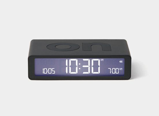 Lexon Flip Classic ON OFF omkeerbare oplaadbare Wekker - donker grijs