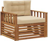 vidaXL Buitensofa Massief Acacia Hout en Polyester Natuurlijk en Beige