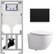 QeramiQ Dely Swirl Toiletset - reservoir à encastrer Geberit UP320 - avec cadre Burda - abattant 25mm - plaque de commande en plastique noir mat - boutons rectangulaires - blanc brillant