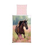 Herding Young Collection beddengoed paard, kussensloop ca. 80x80 cm, dekbedovertrek ca. 135x200 cm, met merkritssluiting, 100% katoen renforcé